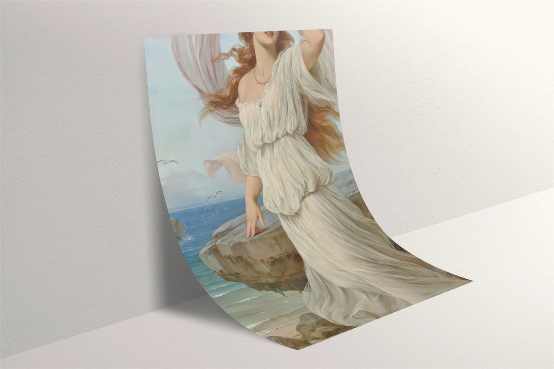 Miranda The Tempest White Gown Seaside Classical Painting Poster - Image 2