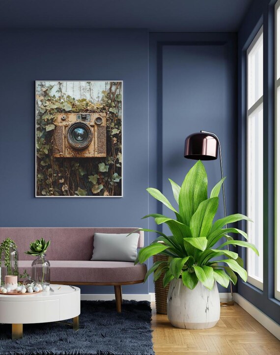 Vintage Film Camera Ivy Overgrown Retro Photography Art Poster