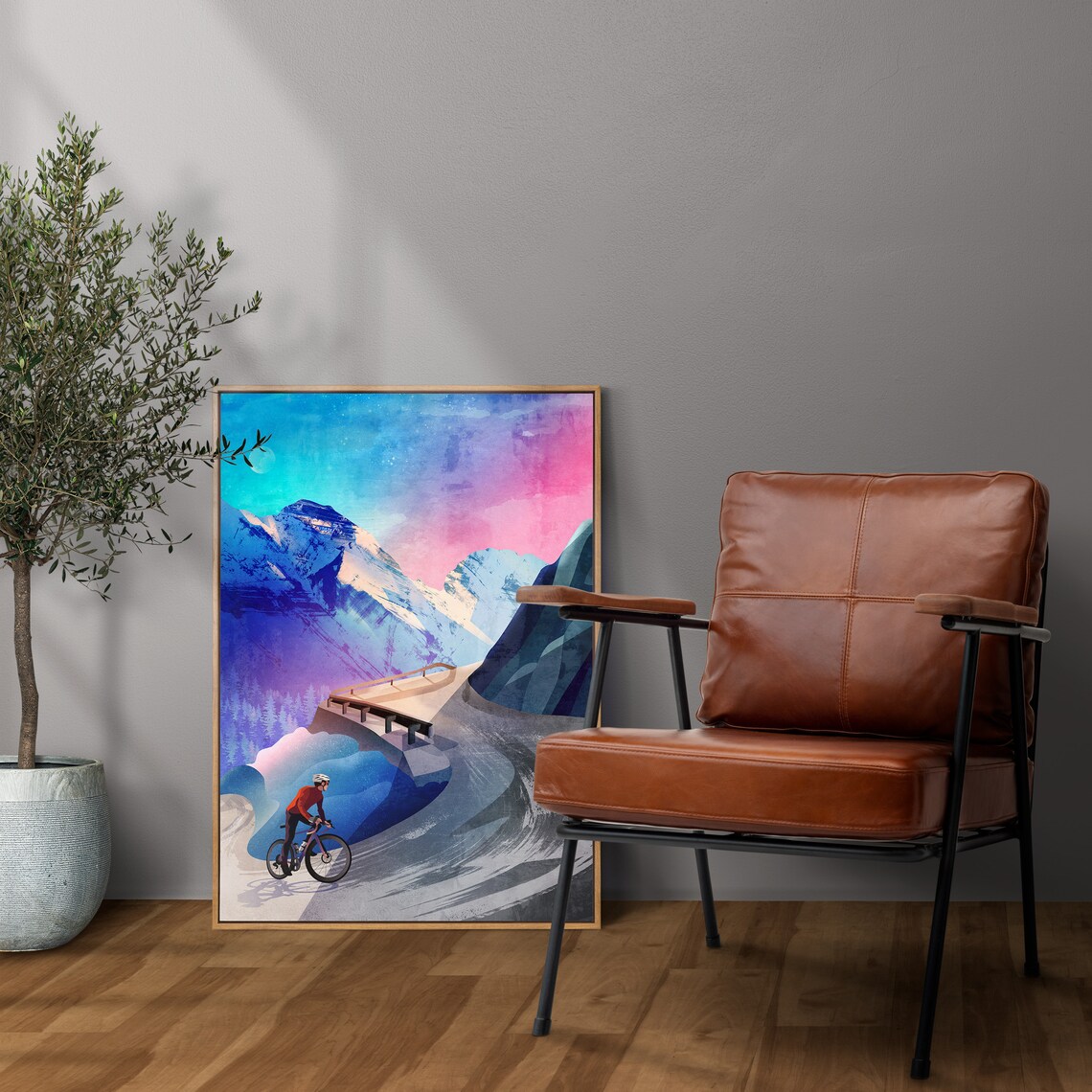 Cycling Art Print, Winter In The Mountains - Image 4