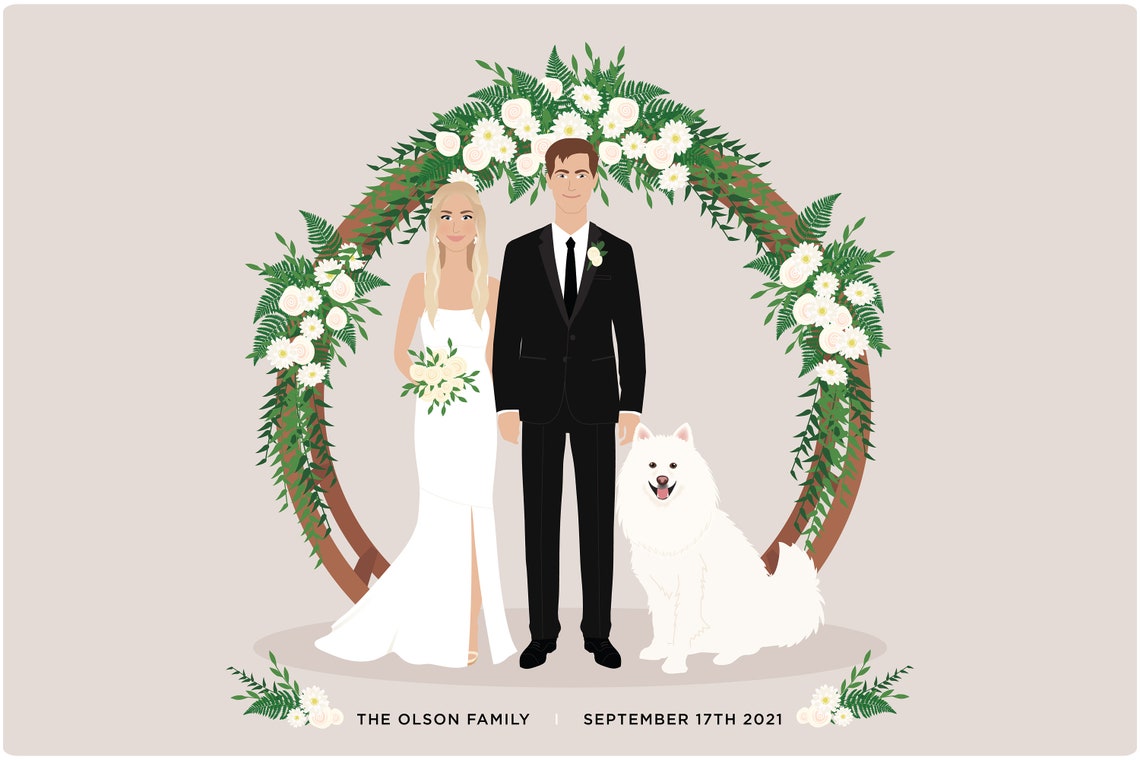 Modern Same Sex Wedding Couple Portrait With Two Dogs Poster - Image 4