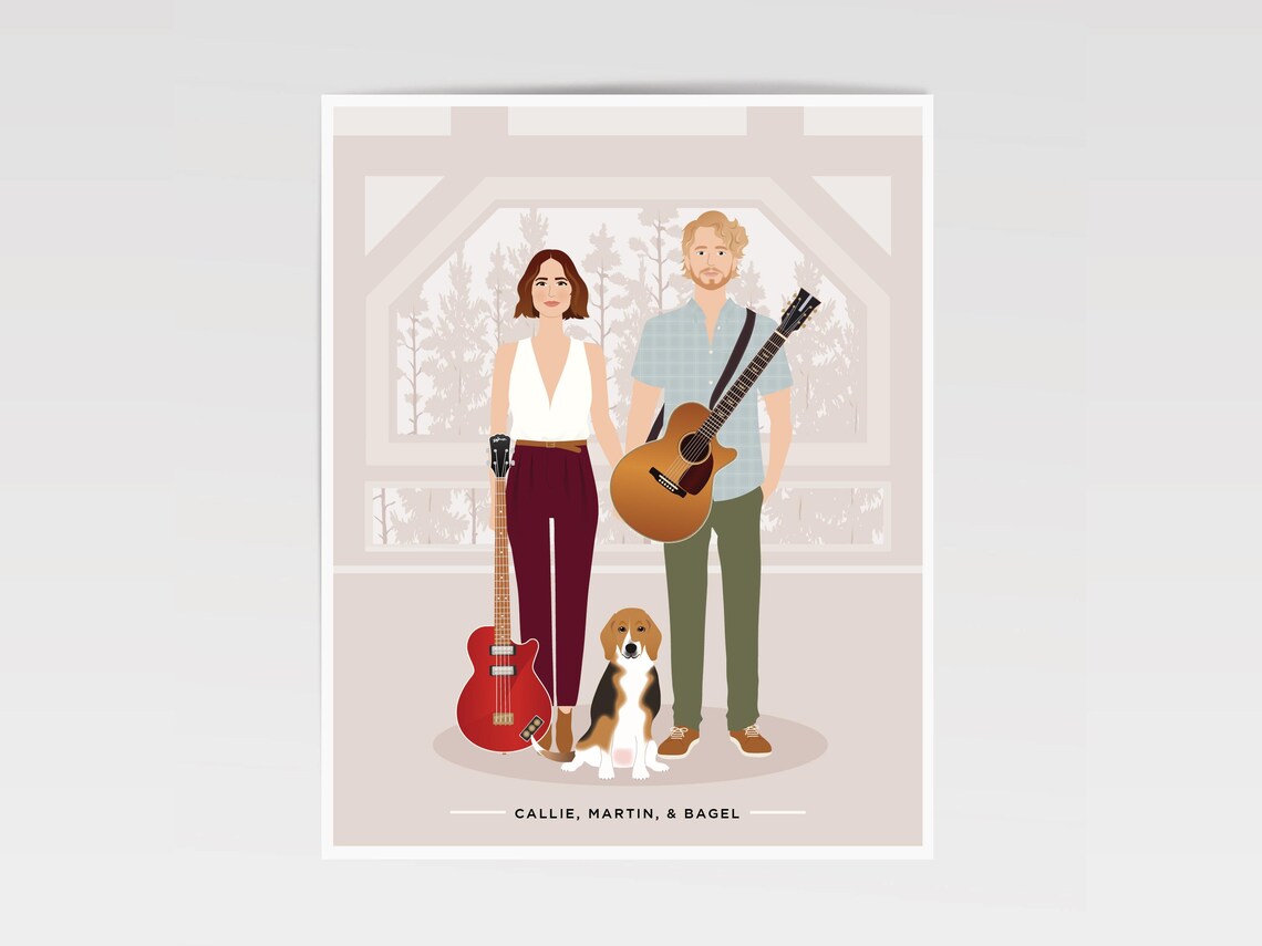 Couple Illustration Custom Portrait, Gift For Her