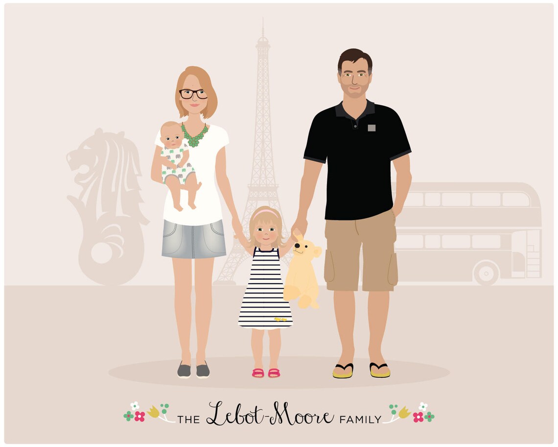 Custom Family Portrait, Hand Drawn Art Print - Image 4