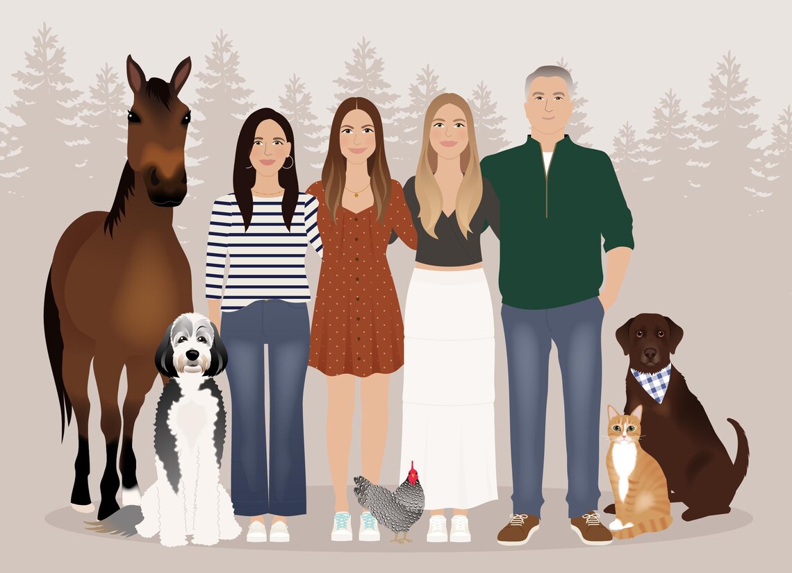 Personalized Family Drawing Portrait Art Print - Image 5