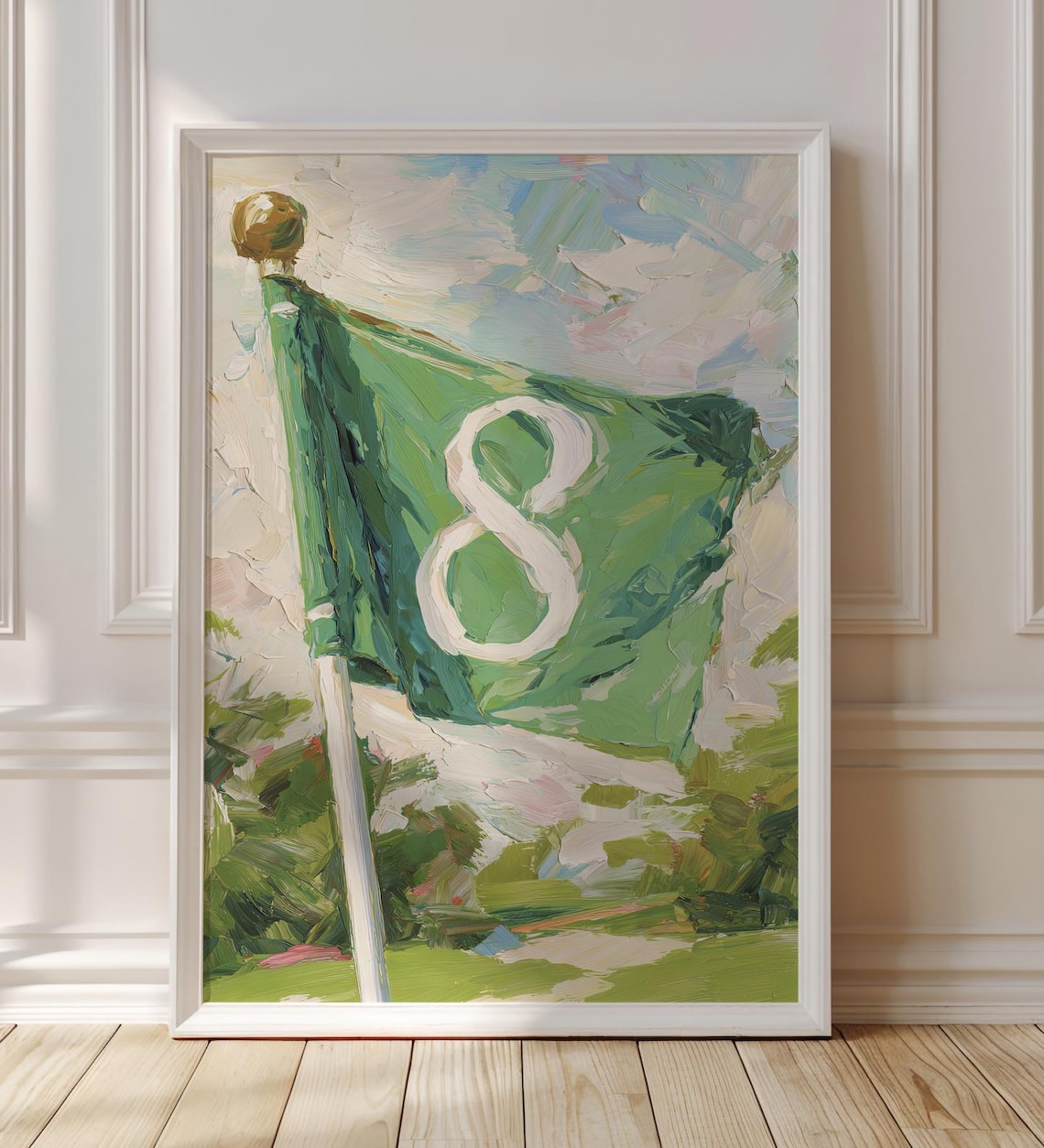 Hole 8 Golf Flag Art Print, Preppy Palm Beach