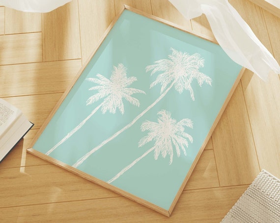 Palm Trees Sketch Print Art Cute Summer Art Print Girly Wall Art Trendy Beach House Decor Coastal Wall Art