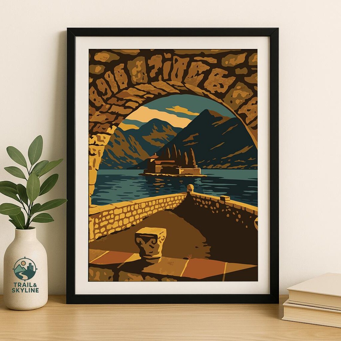 Perast Montenegro Travel Poster, Adriatic Coast