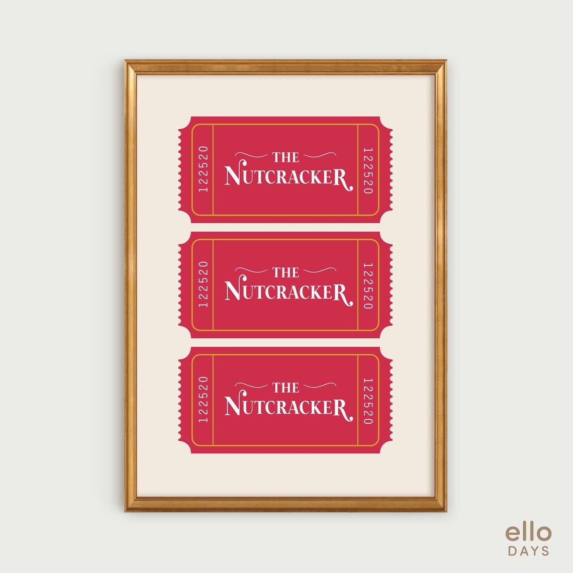 Nutcracker Ticket Art Print, Christmas Decor Poster
