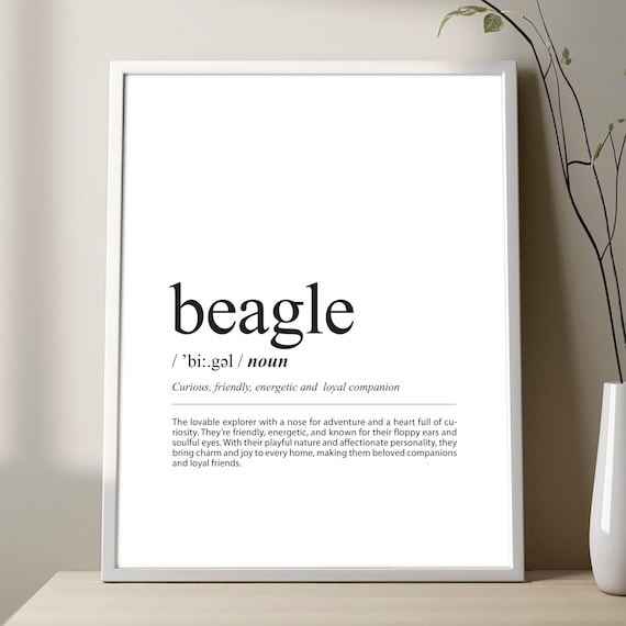 Beagel Definition Poster Beagle Print Dog Funny Wall Decor Owner Gift