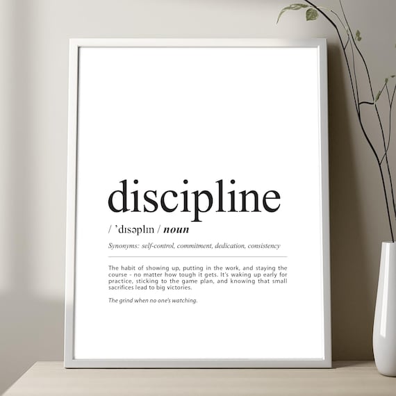 Discipline Definition Dictionary Style Sport Mindset Motivational Poster