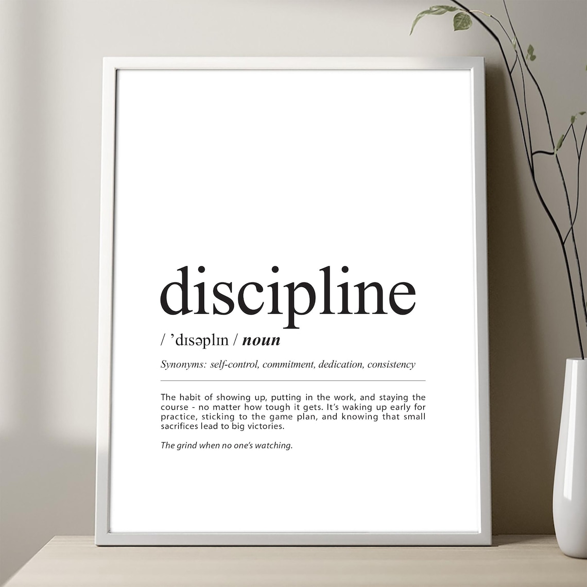 Discipline Definition Dictionary Style Sport Mindset Motivational Poster