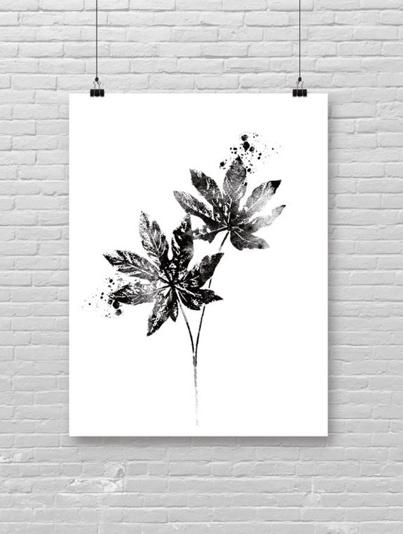 Tropical Aralia Poster Leaf Minimalist Palm Leaves Botanical Wall Decor