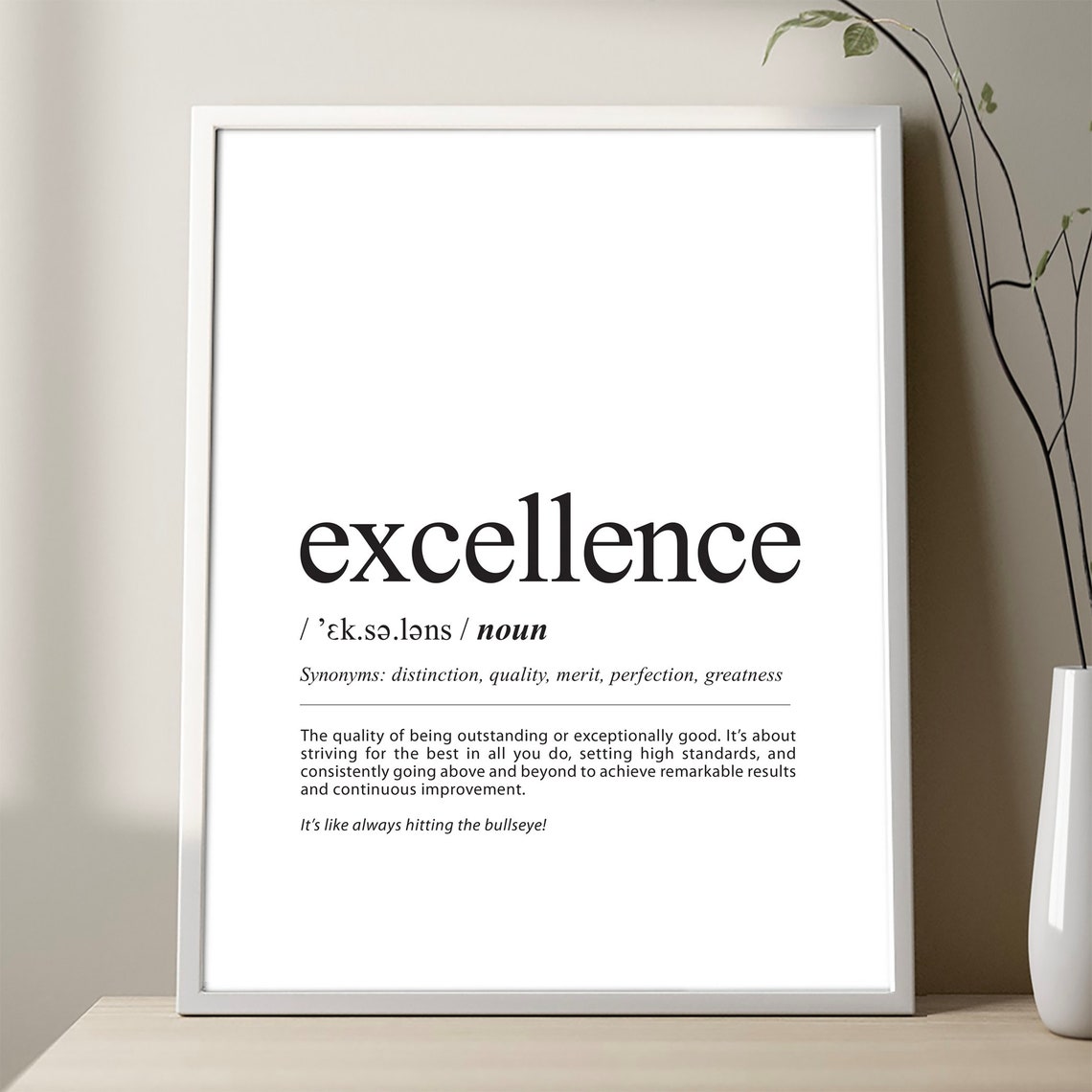 Excellence Definition Inspirational Office Quote Minimalist Poster