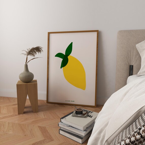 Minimalist Yellow Lemon Abstract Simple Fruit Kitchen Wall Poster