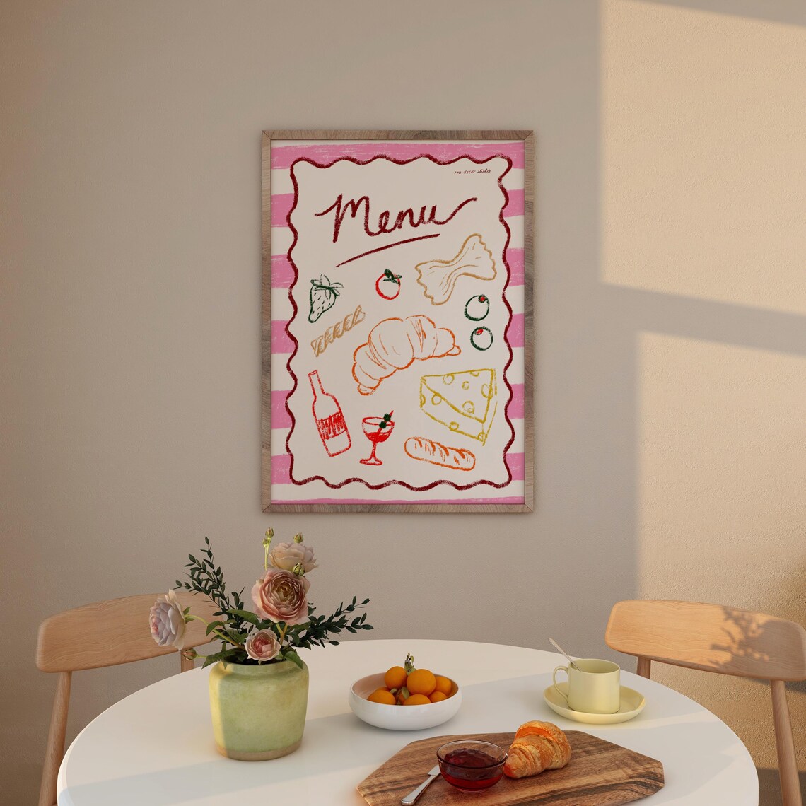 Menu Print Poster, Vintage Mid-Century Food Art