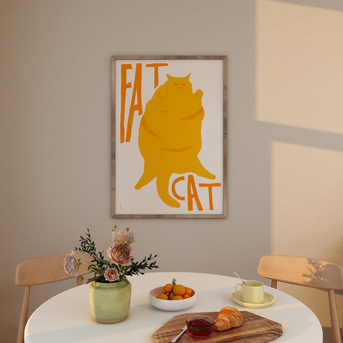 Fat Cat Vintage Retro Cat Toast Art Print