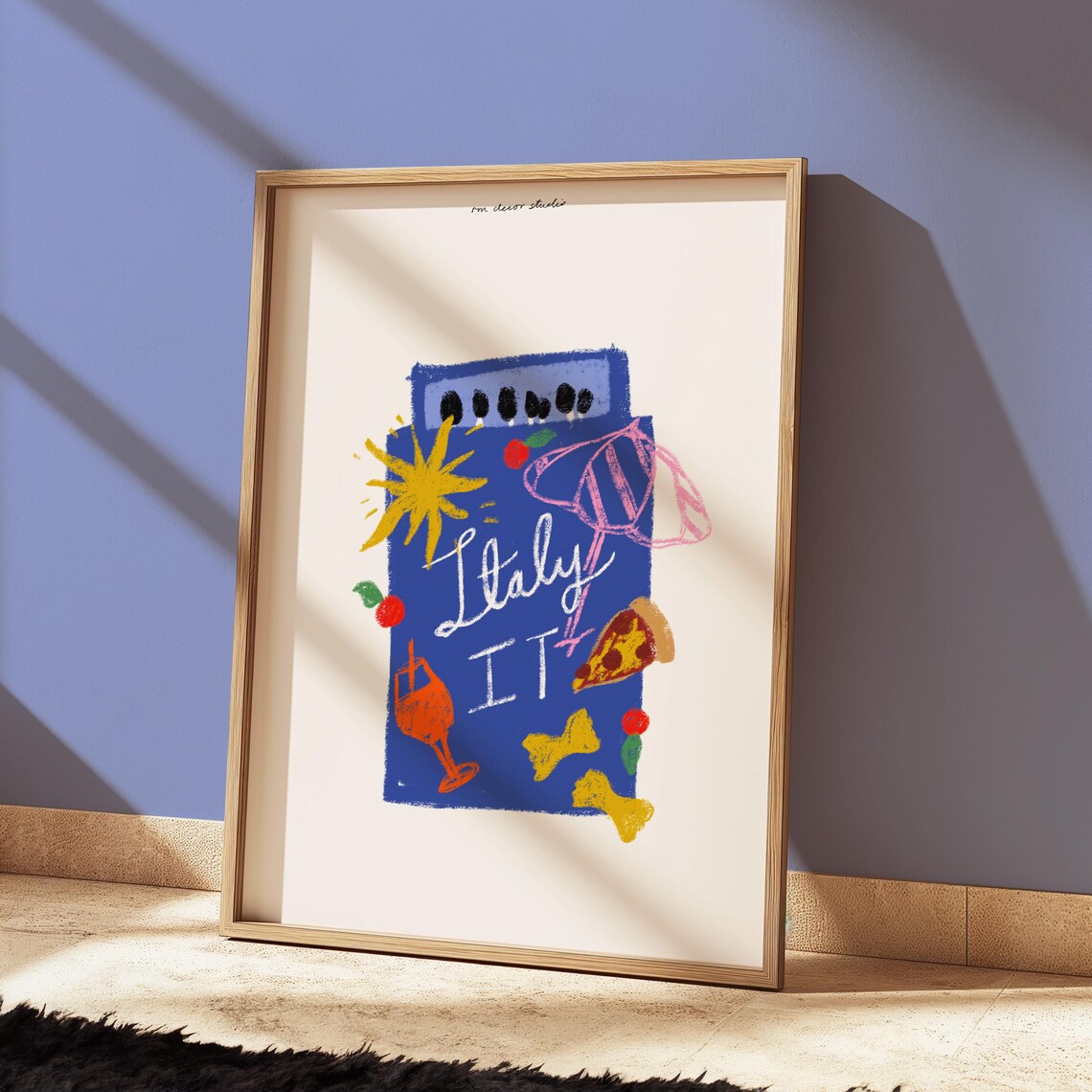 Italy Doodle Matchbox Vintage Travel Poster