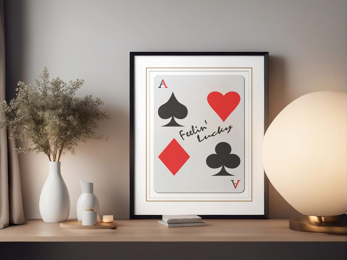 Feelin Lucky Four Aces Playing Card Casino Wall Decor Art Poster