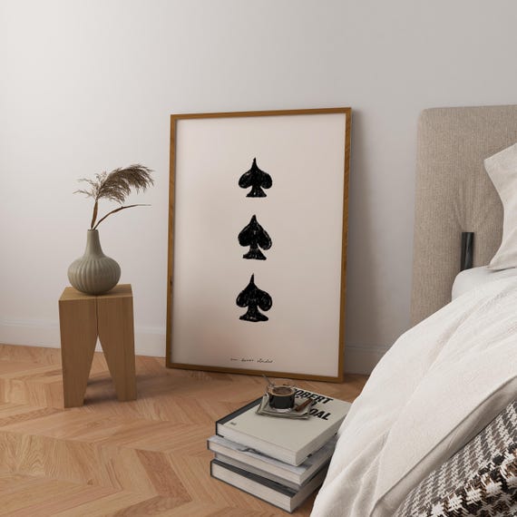 Spades Card Size A2 165x234in Art Print Poster Ace Of Spades Trendy Retro Mid Century Print Modern Bar Cart Art