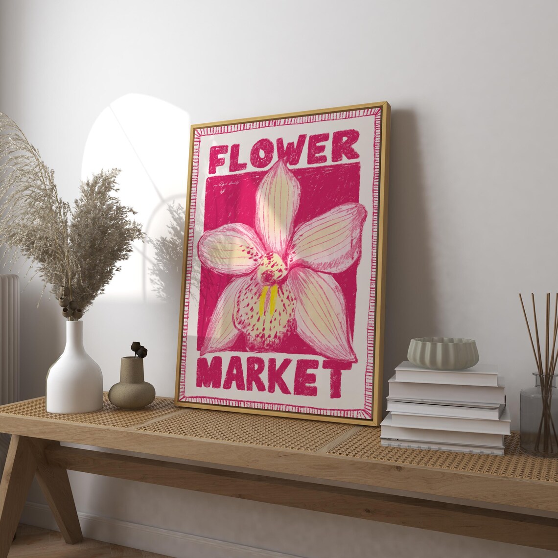 Flowers Market Vintage Retro Summer Poster