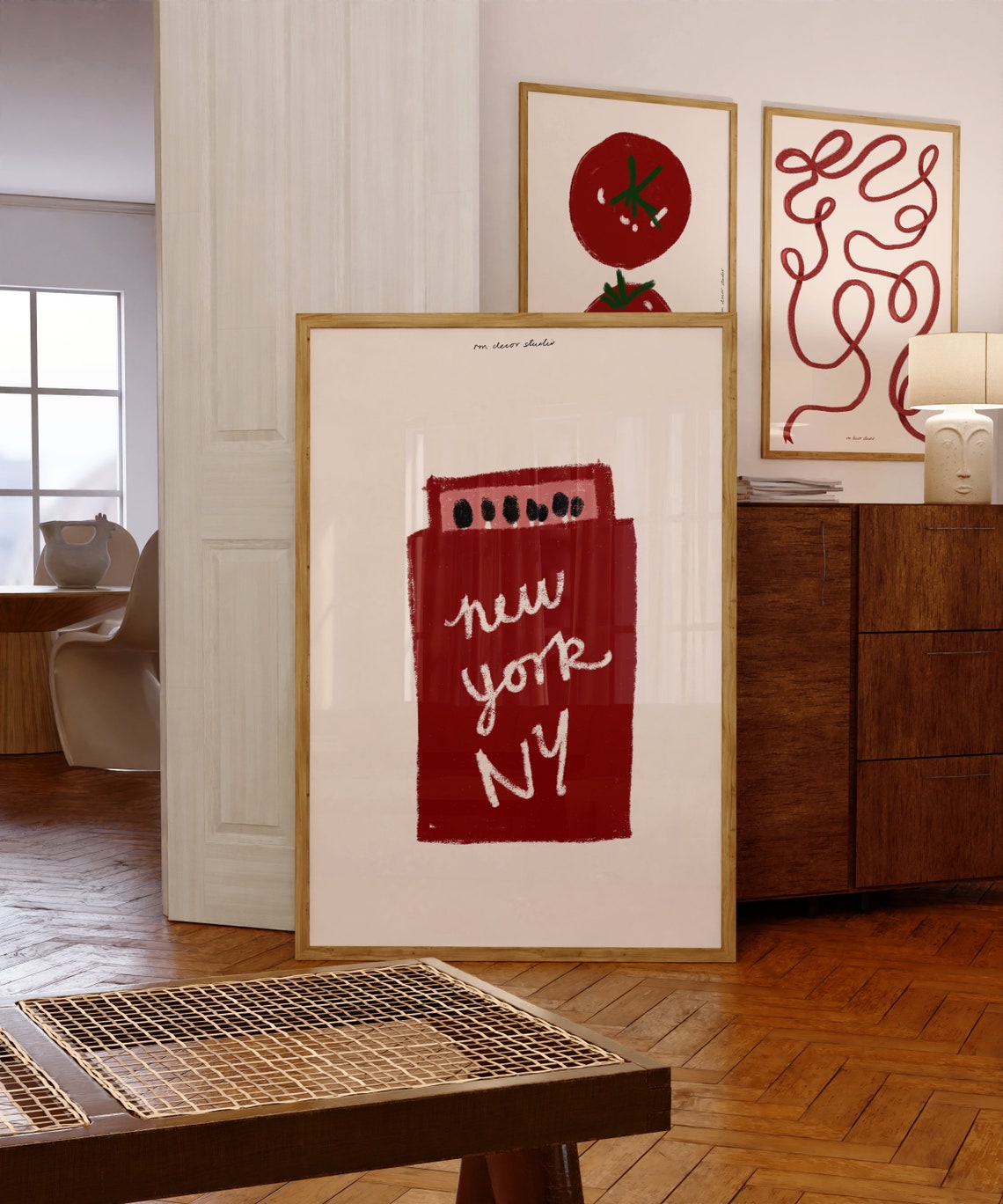 New York NY Matchbox Red Retro Vintage City Souvenir Wall Poster