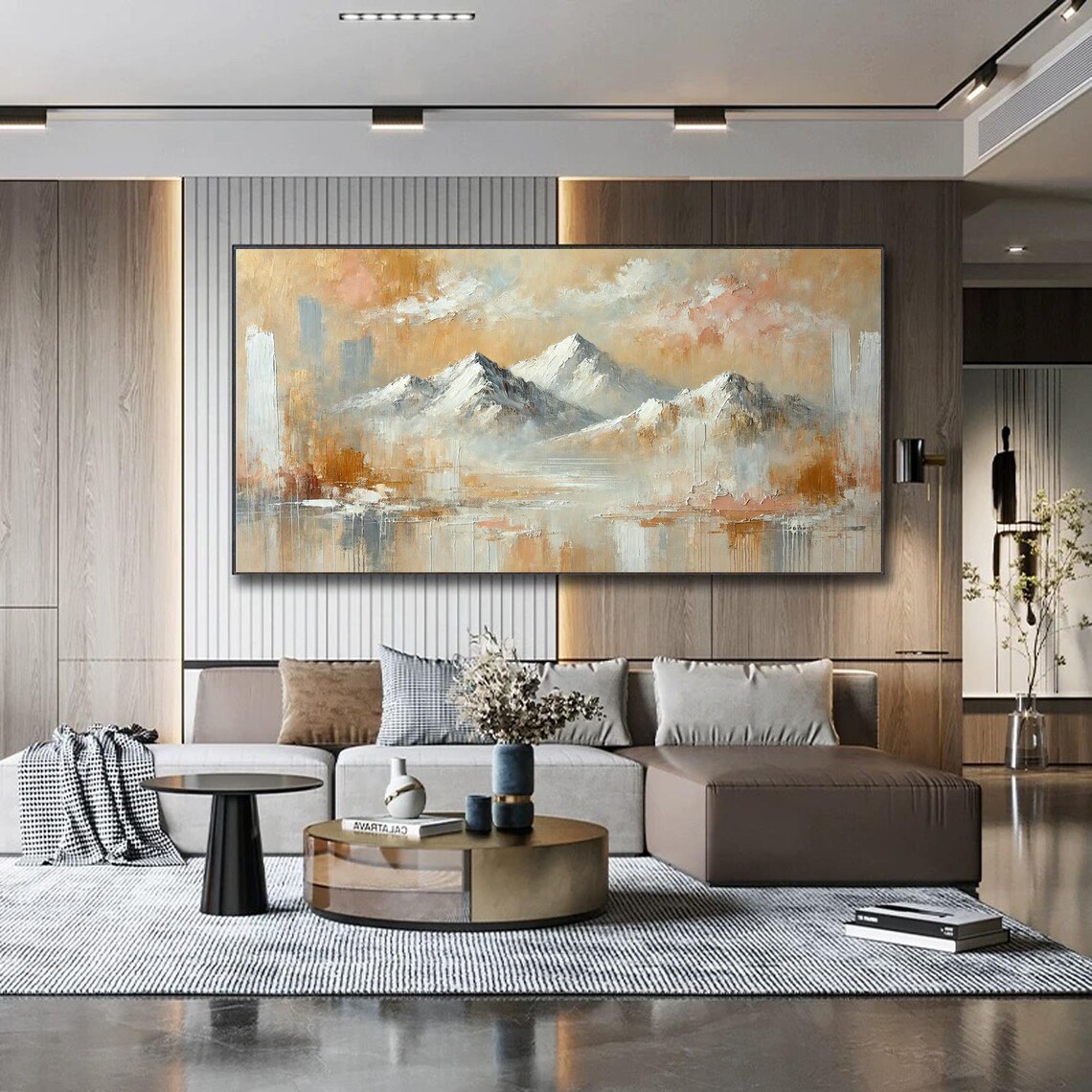 Original Mountain Landscape, Abstract 3D Textured Painting - Image 3