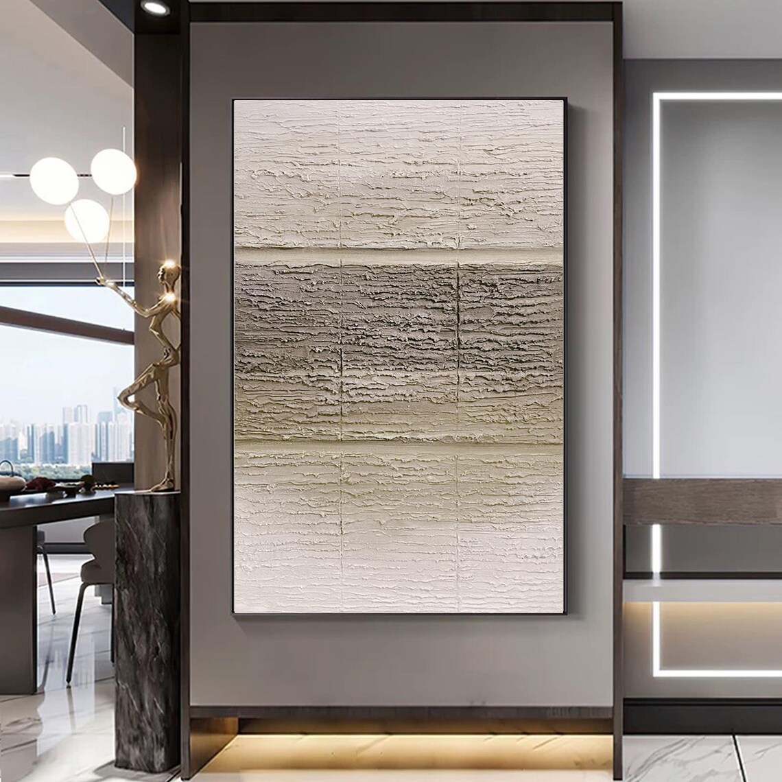 Brown Abstract Wabisabi Painting, Japandi Decor