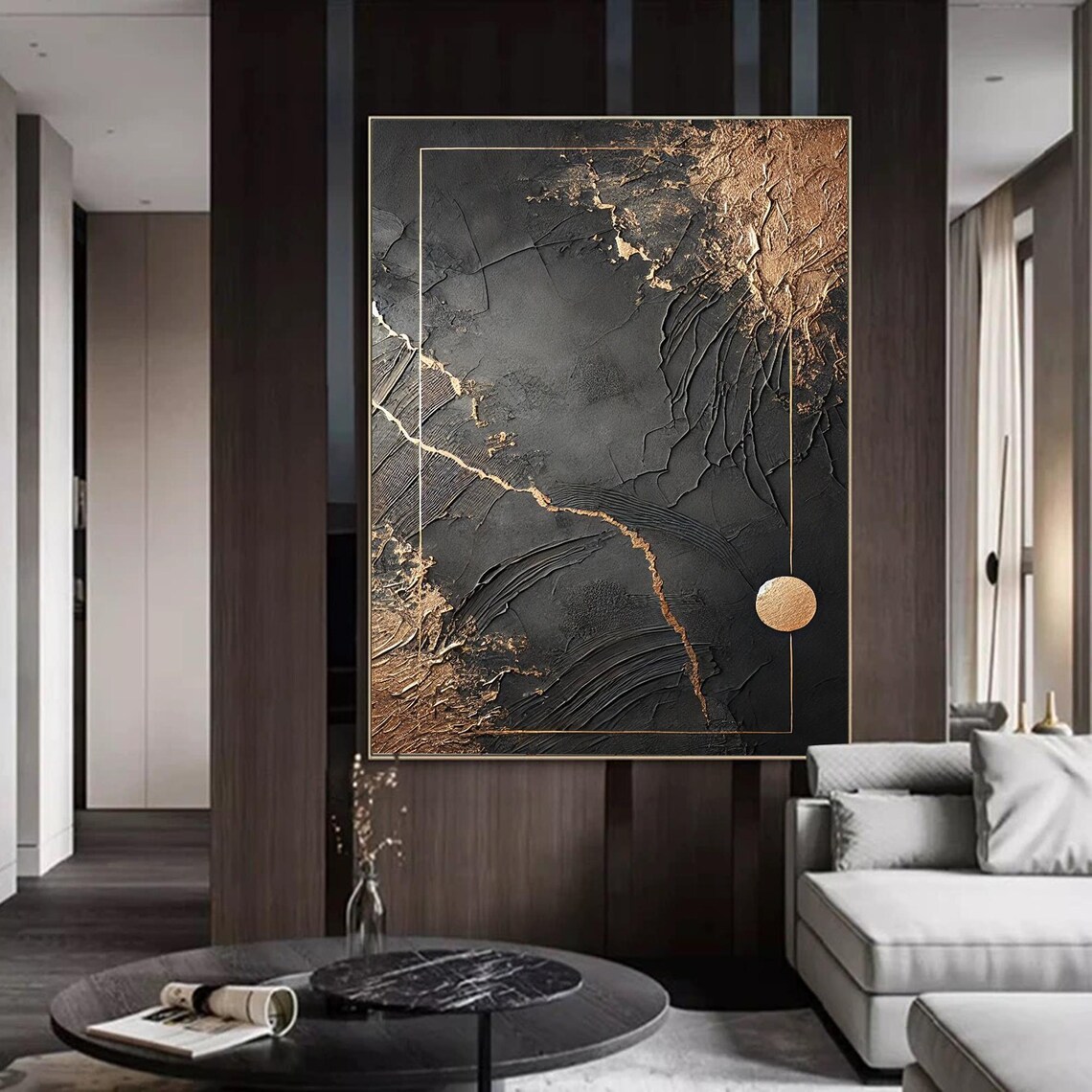 Black Gold Abstract, Modern Minimalist Wall Art - Image 3