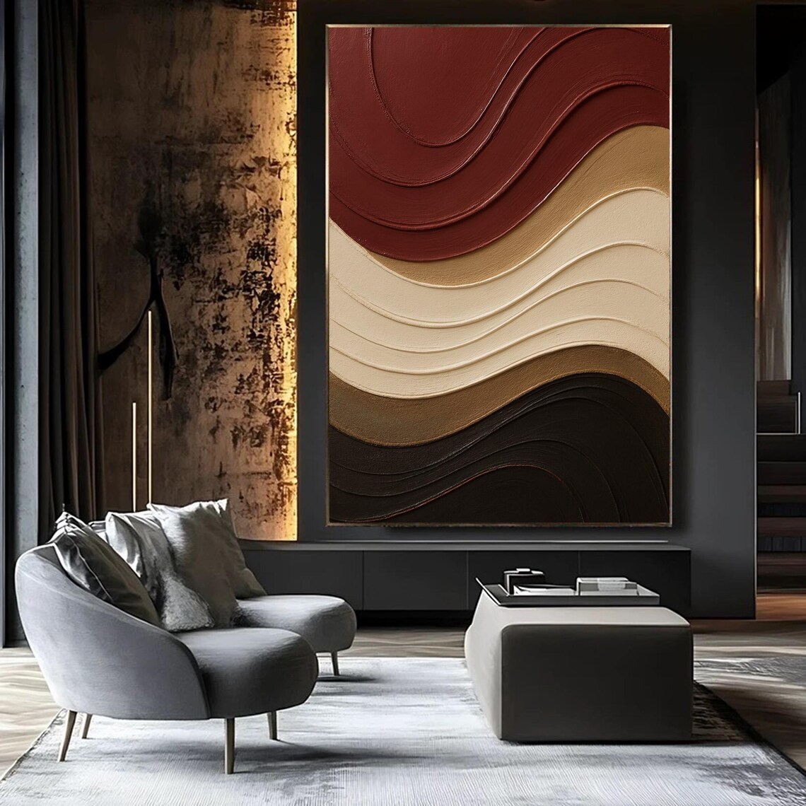 Textured Brown Beige Abstract, Terracotta Art Print - Image 2