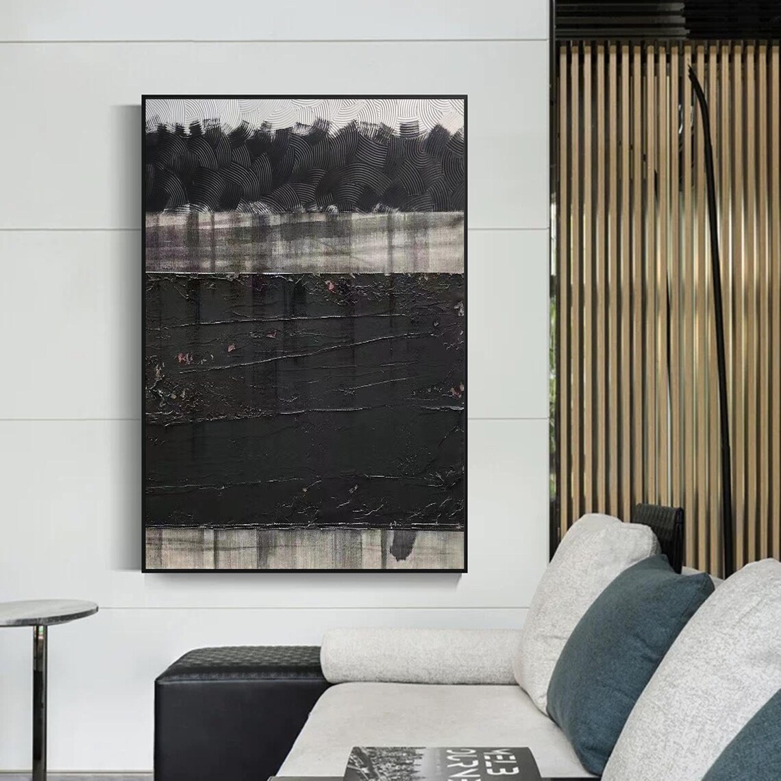 Black And Gray Abstract Wabisabi, Minimalist Decor - Image 3