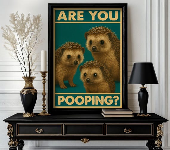 Funny Animal Are You Pooping Retro Wall Art Trending Decor White Elephant Gift Lover Cute Motivational 116