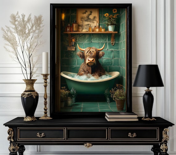 Funny Bathroom Uffalo Poster Animal On Toilet Wall Art Gag Gift For Guest Quirky Decor White Elephant 266