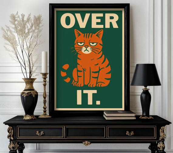 Funny Animal Quote Posterover It Retro Wall Art Trending Decor White Elephant Gift Lover Cute Motivational 43