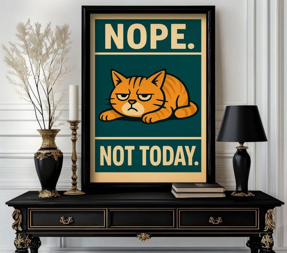 Funny Animal Nope Not Todayposter Retro Wall Art Trending Decor White Elephant Gift Lover Cute Motivational Art29