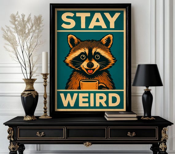 Funny Animal Stay Weird Poster Retro Wall Art Trending Decor White Elephant Gift Lover Cute Motivational 62