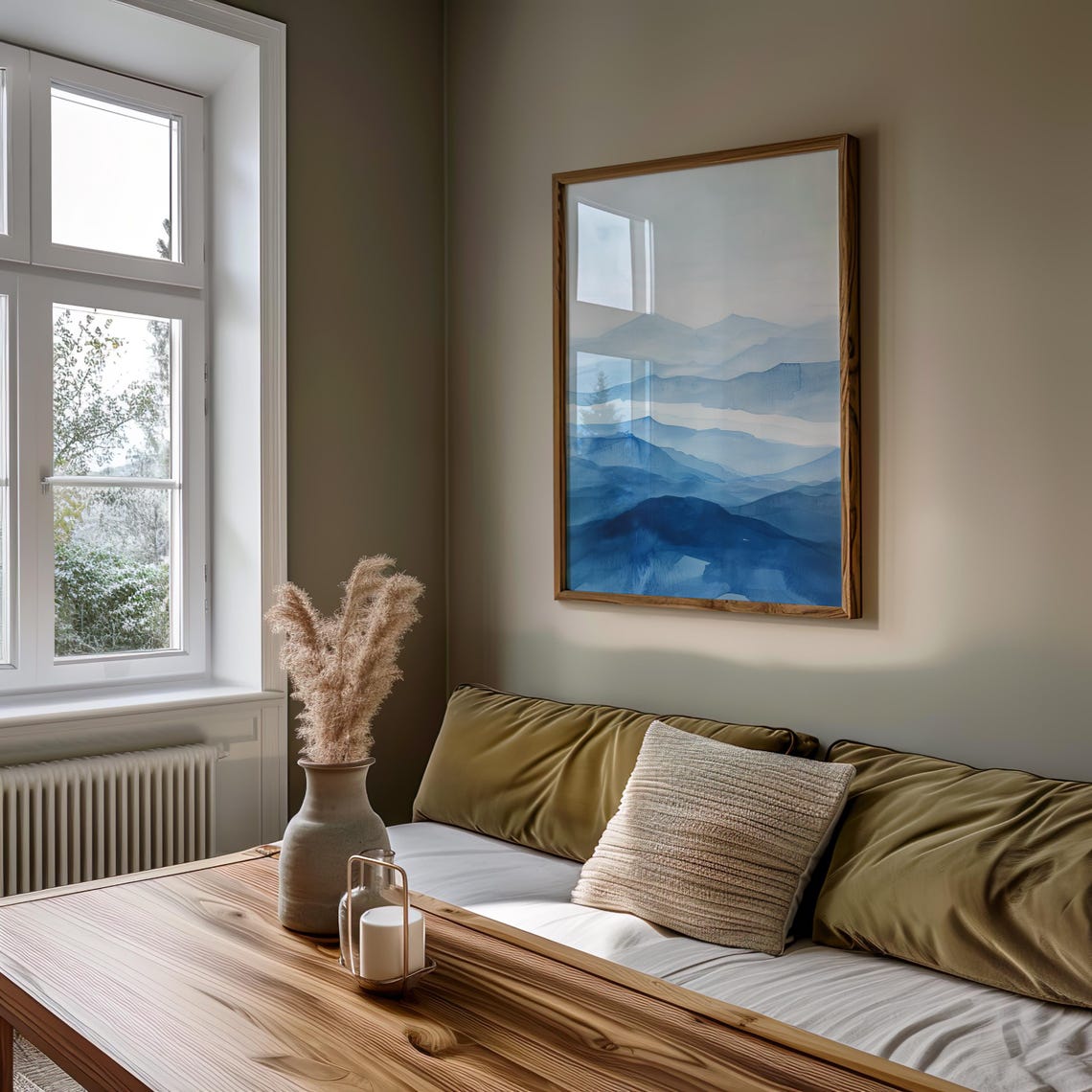 Blue Mountain Layers Watercolor Misty Ridges Calm Art Poster - Image 5