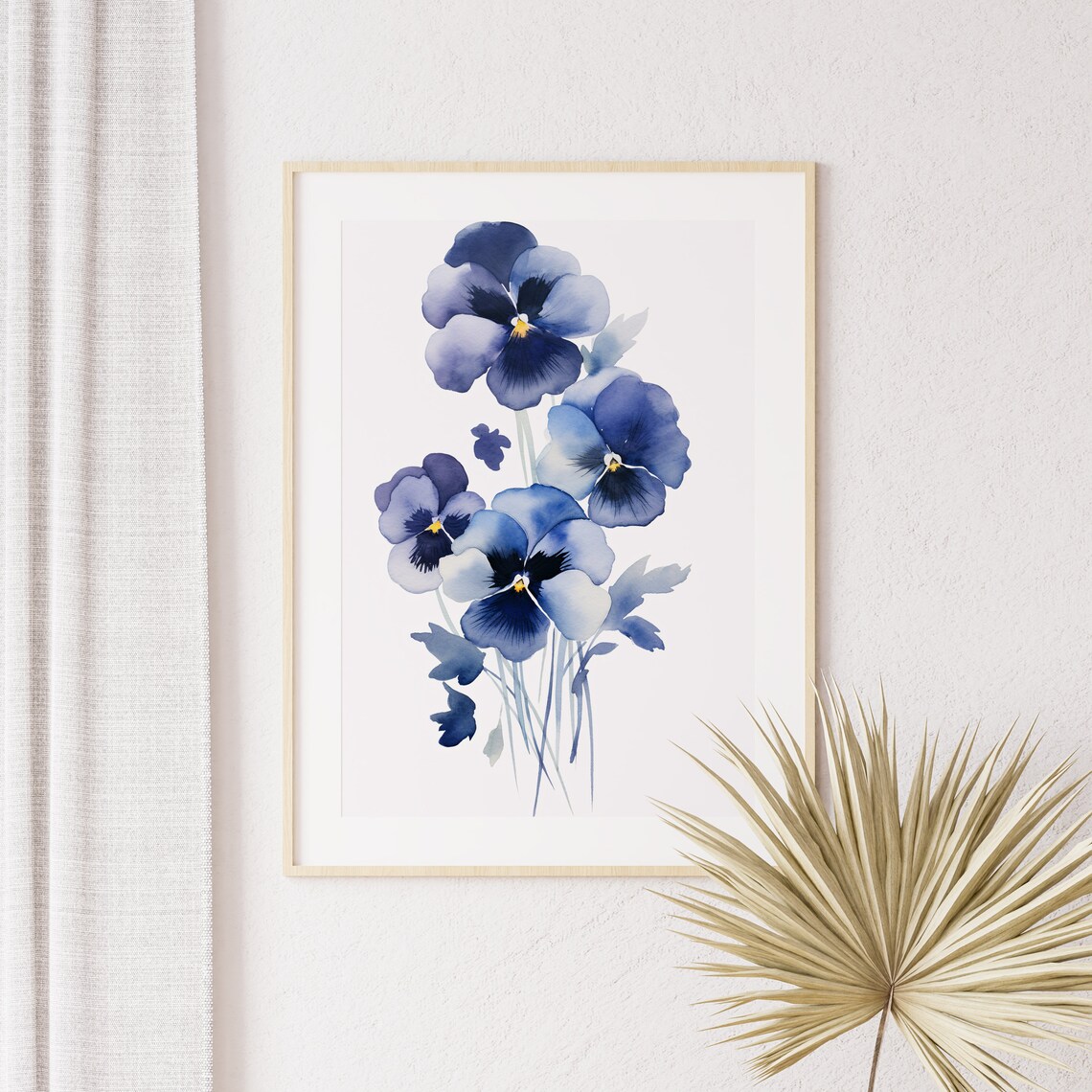 Purple Blue Pansies Watercolor Moody Bloom Cluster Botanical Art Poster - Image 5