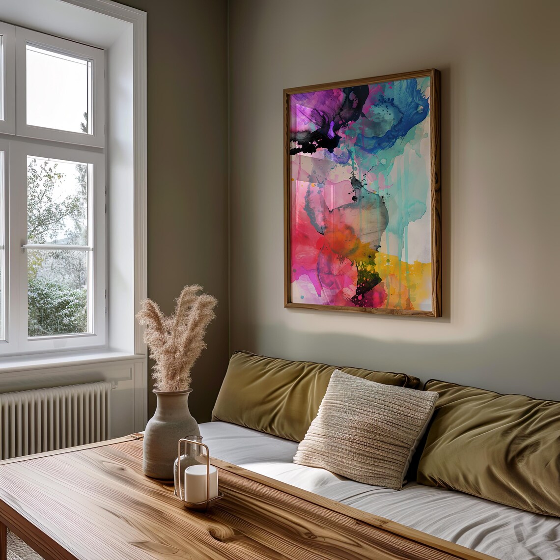 Colorful Abstract Ink Art Pink Teal Orange Modern Art Poster - Image 5
