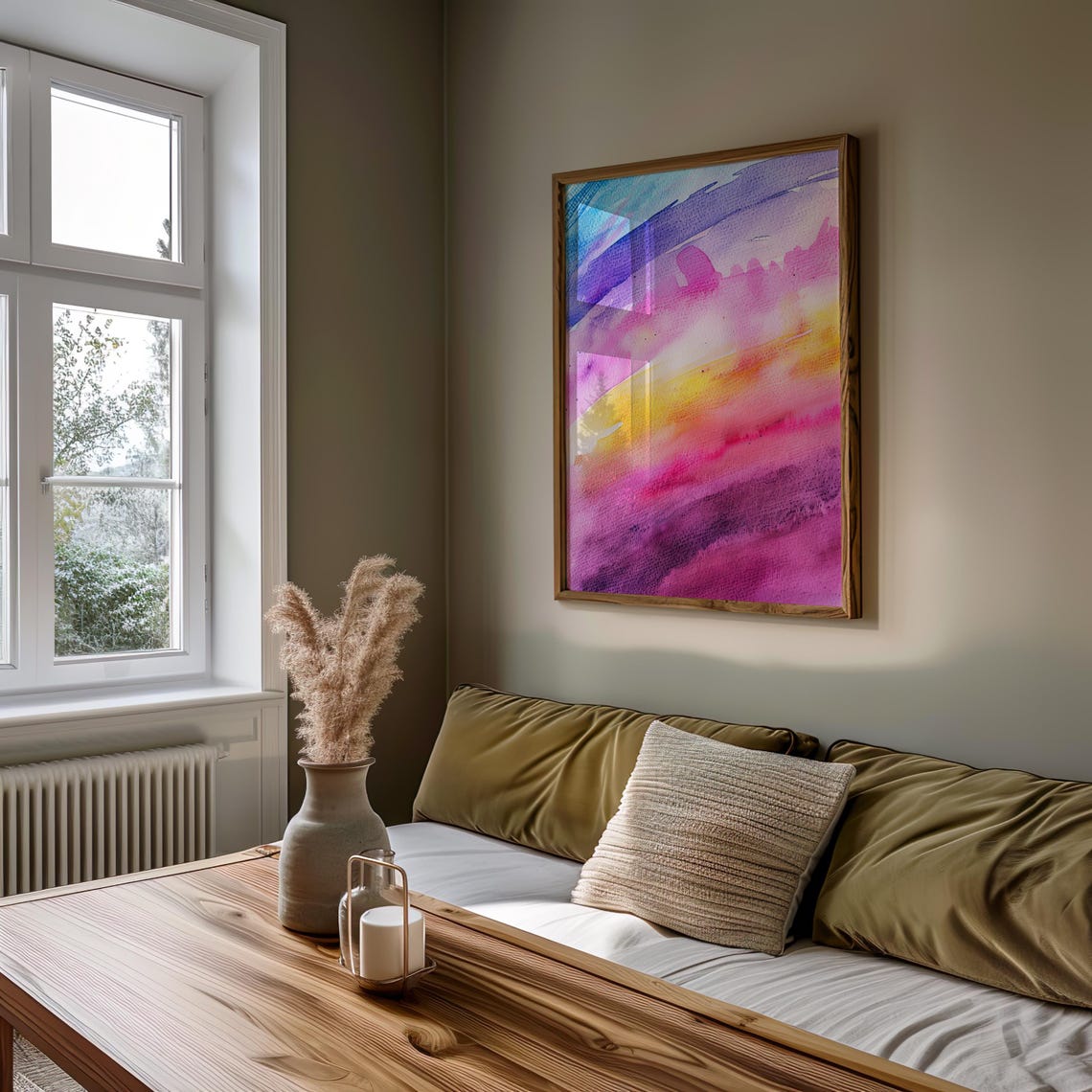 Abstract Gradient Sunset Watercolor Pink Purple Blue Art Poster - Image 4