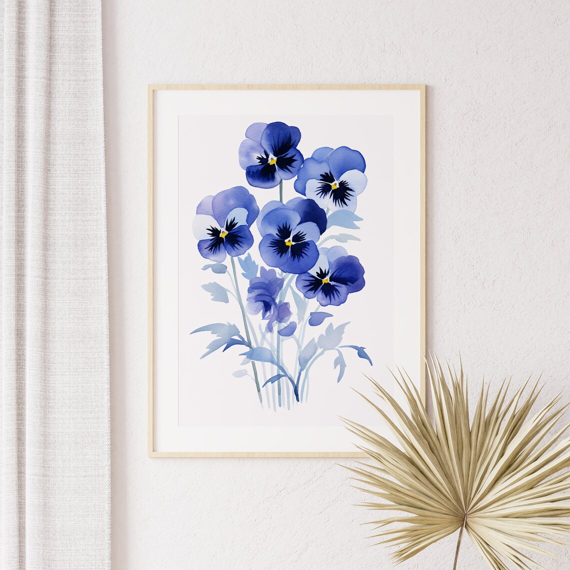 Blue Pansies Watercolor Bouquet Vibrant Blooms Botanical Floral Art Poster - Image 5