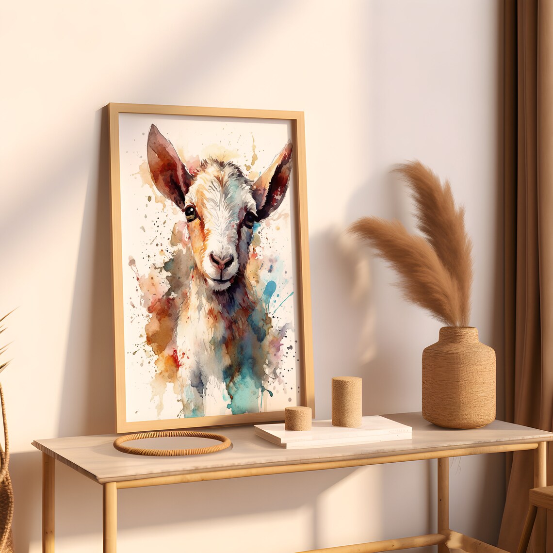 Baby Lamb Colorful Watercolor Portrait Sweet Farm Animal Art Poster - Image 5