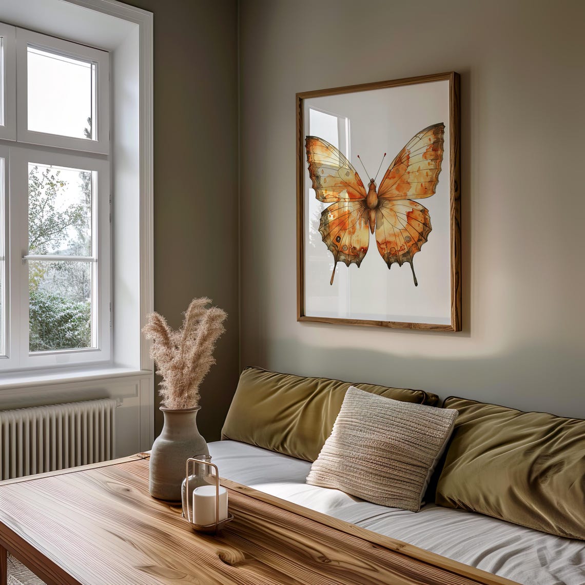 Orange Butterfly Watercolor Single Specimen Botanical Art Poster - Image 3