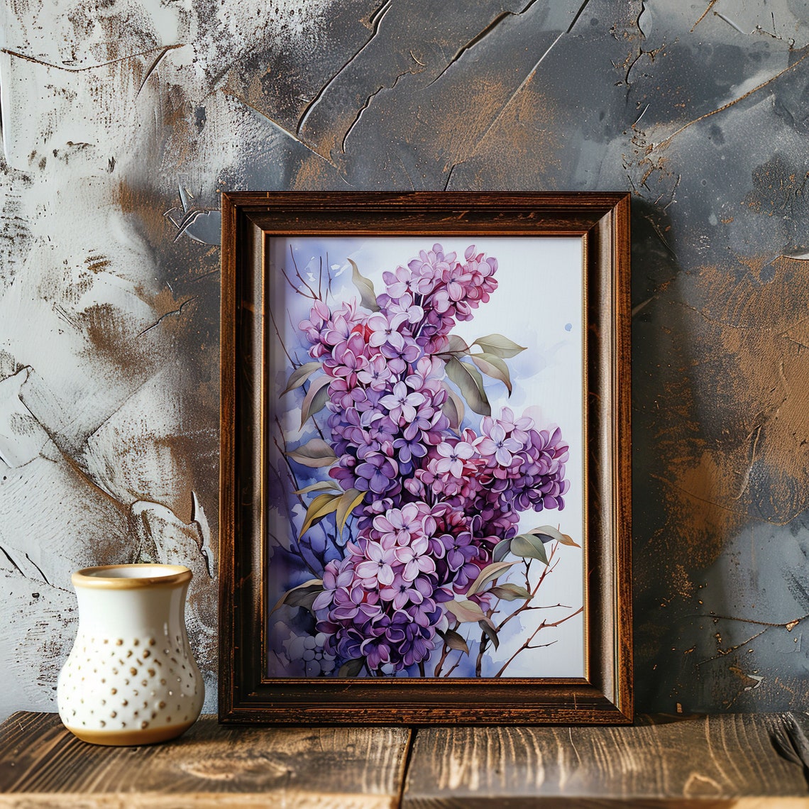 Purple Lilac Blossoms Rich Watercolor Spring Flower Cluster Poster - Image 5