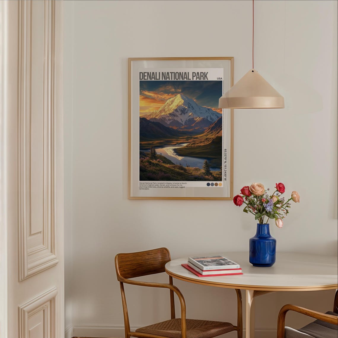 Denali Alaska Mountain Reflection Golden Light Travel Poster - Image 3