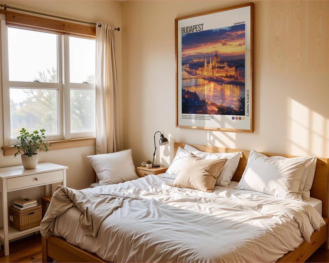 Budapest Hungary Parliament Danube River Sunset Travel Poster - Image 5