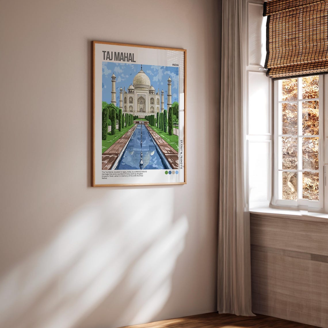 Taj Mahal Agra India Reflecting Pool Bright Daytime Travel Poster - Image 4