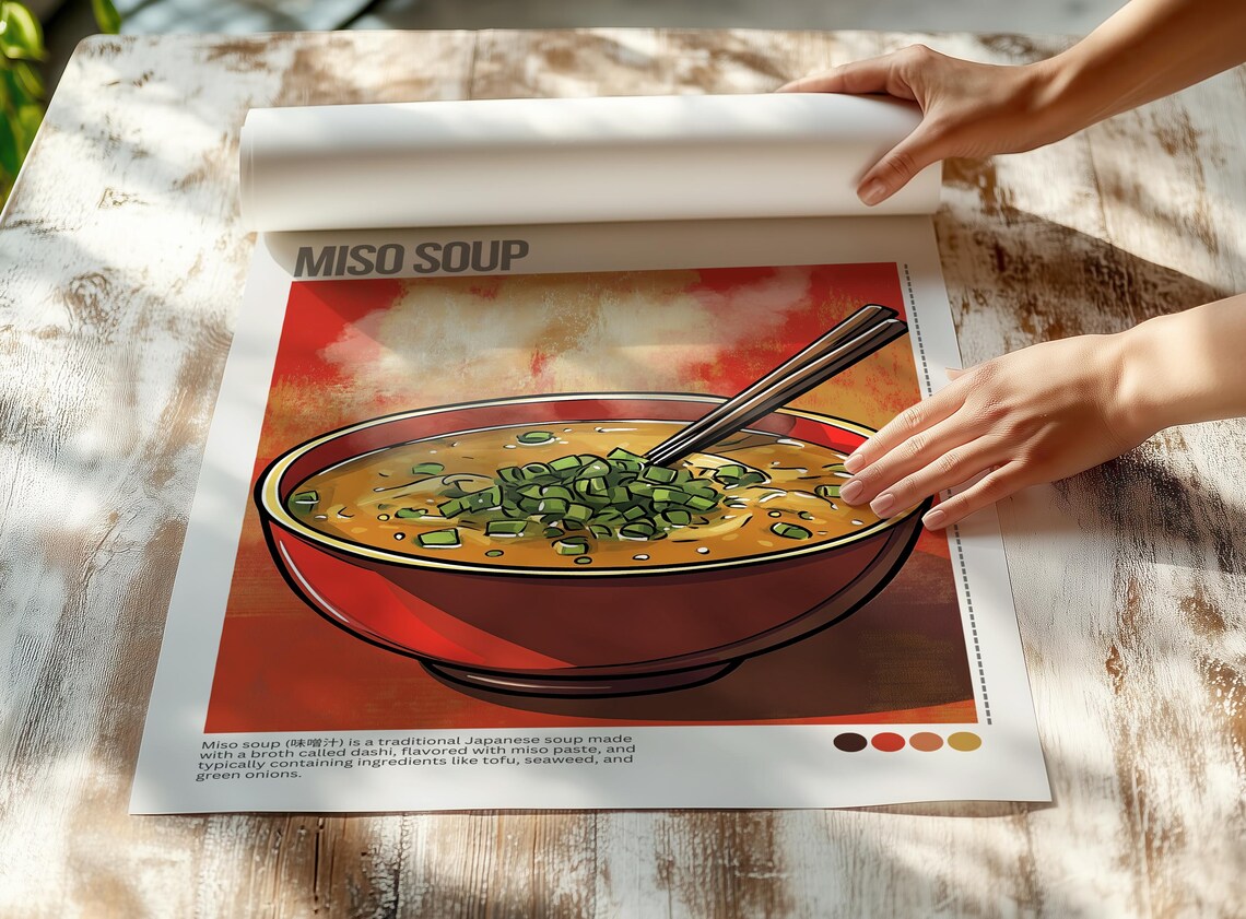 Miso Soup Art Japanese Food Art Modern Food Art Giclee Print Fine Art Paper Print Home And Kitchen Decor For The Food Lover