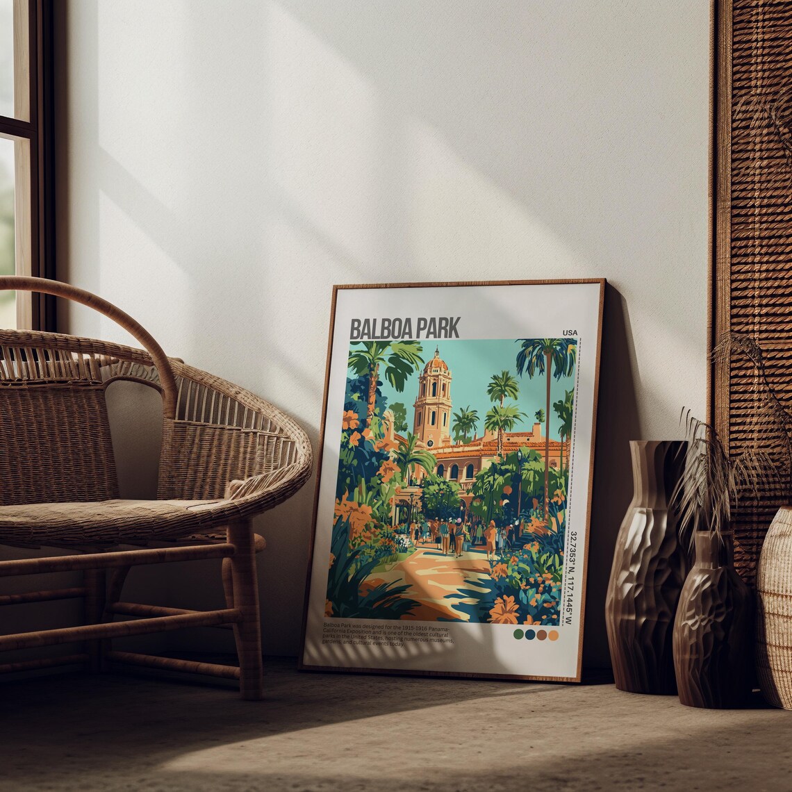 Balboa Park San Diego Spanish Gardens California Travel Poster - Image 4