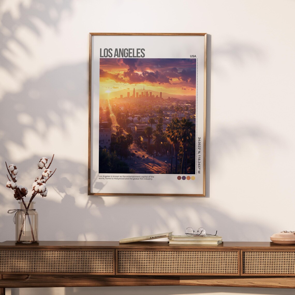 Los Angeles Sunset Skyline Palm Streets California Travel Poster - Image 6