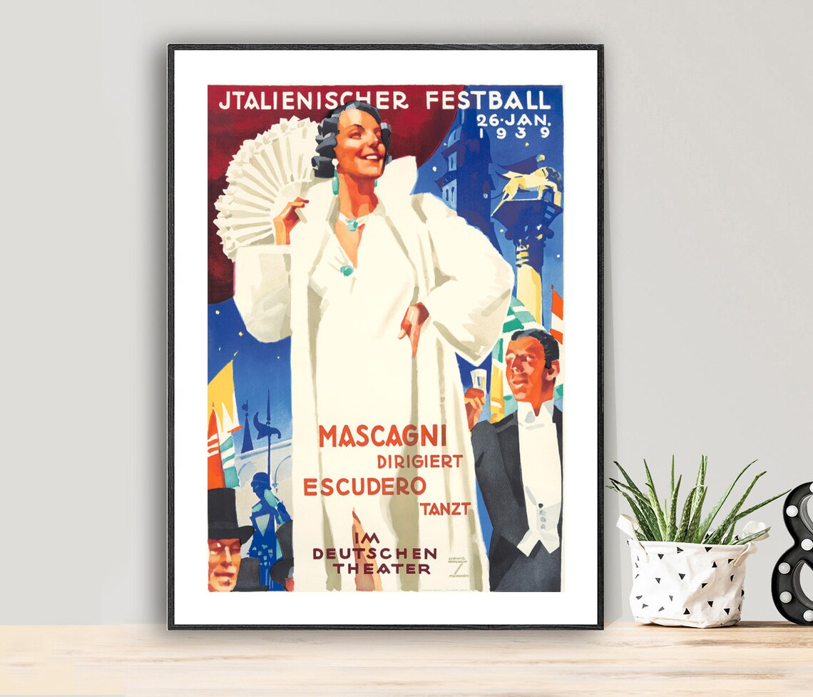 Italienischer Festball 1939 Mascagni Escudero Berlin Theatre Poster
