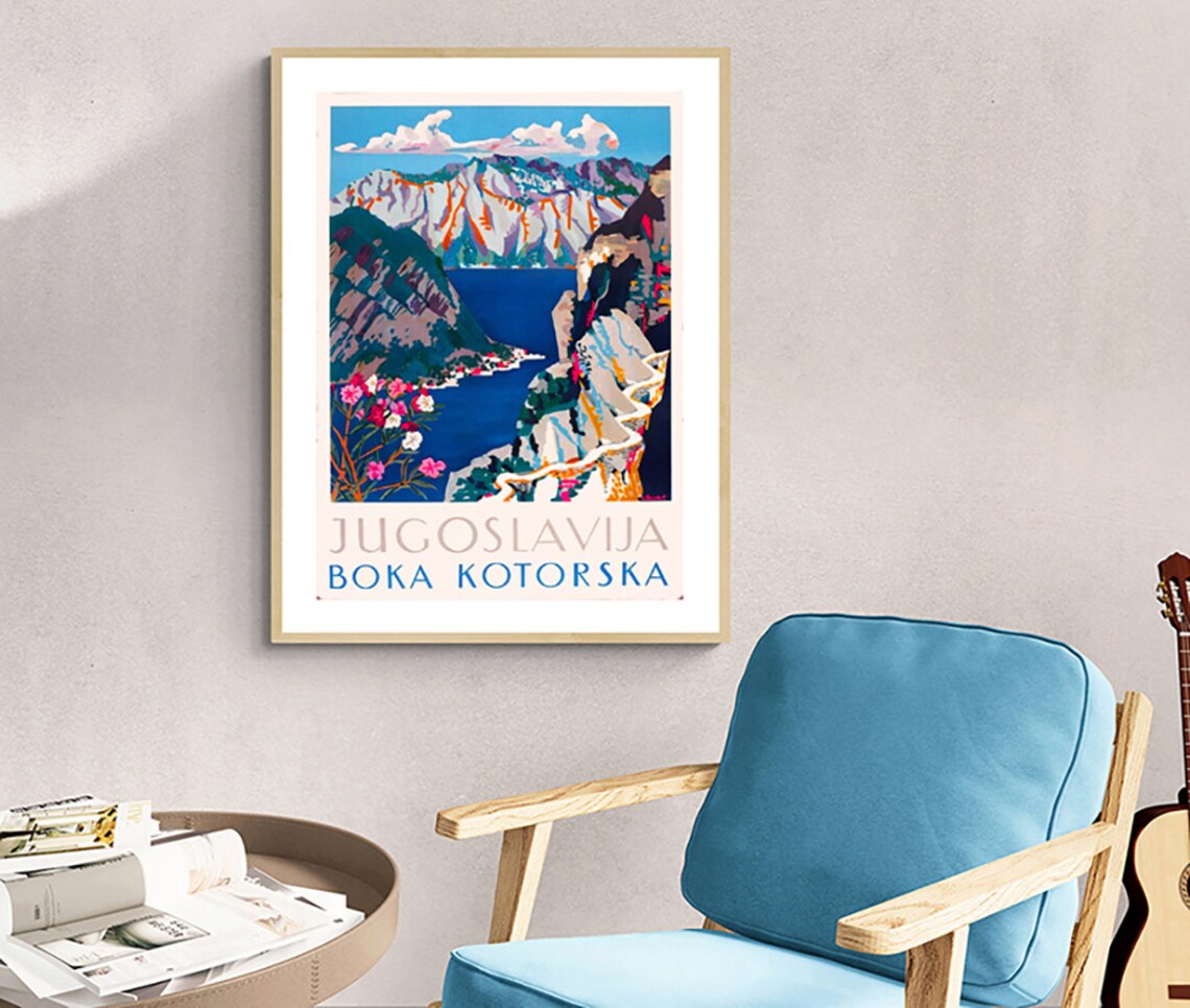 Jugoslavija Boka Kotorska Vintage Travel Poster - Image 2